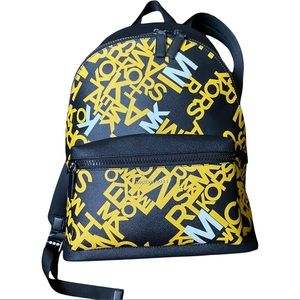 New Authentic Michael Kors Backpack Black with yellow letters Unisex